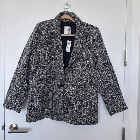 A&F Classic Tweed Blazer (NWT), Gray, Size L - Picture 1 of 5